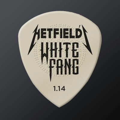 Artistiplektrat kategoriakuva. Kuvassa Hetfield White Fang -plektra.