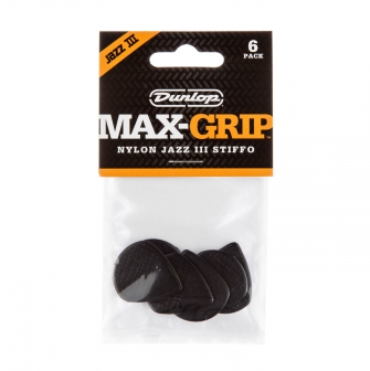 Dunlop Max-Grip Jazz III Stiffo -plektrat, 6kpl.