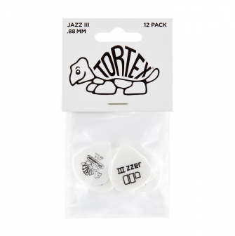 Dunlop Tortex Jazz III White 0.88mm plektrat, 12kpl.