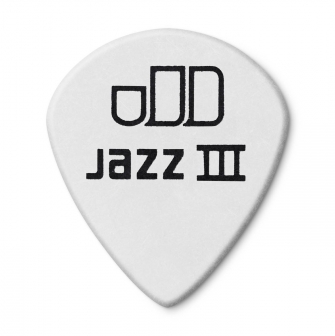 Dunlop Tortex Jazz III White 1.35mm plektra takaa.