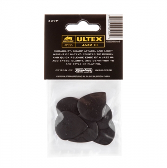 Dunlop Ultex Jazz III 2.0mm -plektrapaketti takaa.