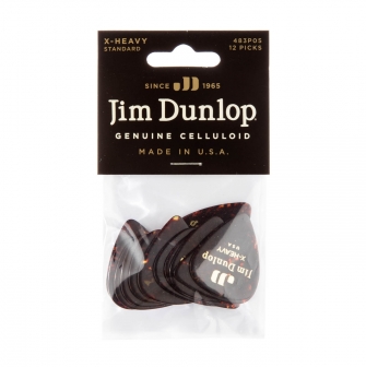 Dunlop Genuine Celluloid Extra Heavy -plektrat, 12kpl.