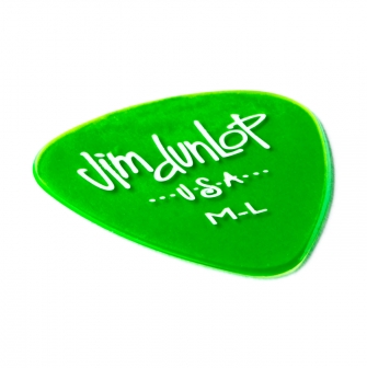 Dunlop Gels Green Medium-Light plektra kulmasta kuvttuna.