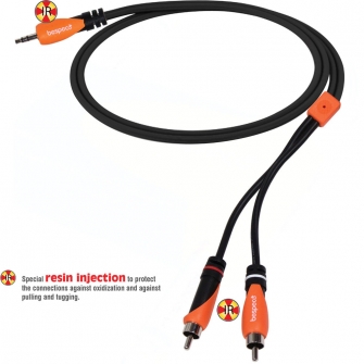 Bespeco 3,5mm stereo plugi - 2 x RCA välijohto SLYMSR180