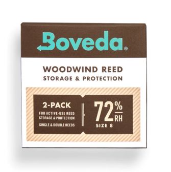 Boveda Reed Kit 72% -kostutinpussin etiketti lähikuvassa.