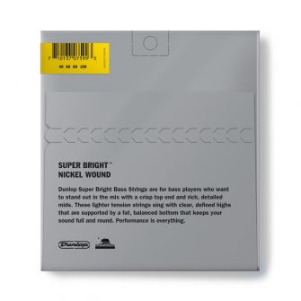 Dunlop Super Bright Nickel 40-100 Short Scale kielipaketti takaa.