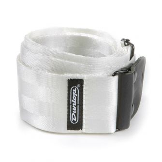 Dunlop Deluxe Seatbelt White kitarahihna rullalla.