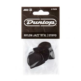 Dunlop Jazz III XL Stiffo -plektrat (musta), 6kpl.