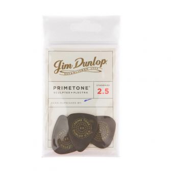 Dunlop Primetone Standard 2.5mm plektrat myyntipakkauksessa.