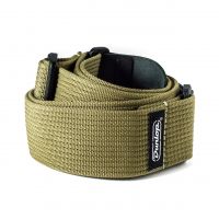 Dunlop Ribbed Cotton Olive kitarahihna rullalla.