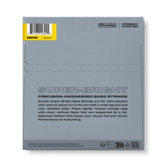 Dunlop Super Bright Nickel 40-100 Medium Scale basson kielipaketti takaa.