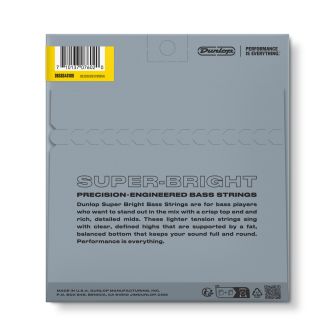 Dunlop Super Bright Steel 40-100 Short Scale basson kielipakettin takaa.