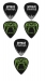 Dunlop 0,94mm Hetfield Black Fang plektrat molemmilta puolilta.