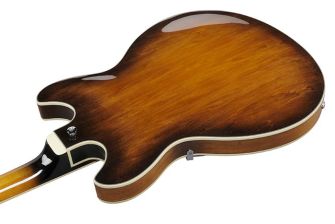 Ibanez AS7328-TBC puoliakustisen baritonikitaran runko takaa.