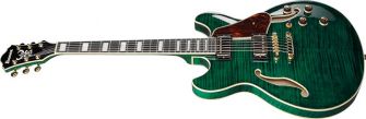 Ibanez AS93FM-TMG kitara kulmasta kuvattuna.