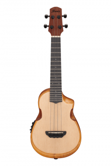 Ibanez AUC10E-OPN ukulele mikrofonilla ja pussila.