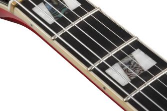 Ibanez GB10SEFM-SRR -kitaran eebenpuuotelauta ja medium-nauhat.
