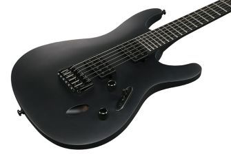 Ibanez Iron Label S721RB-BKF sähkökitaran kansi lähikuvassa.