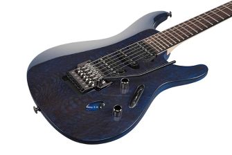 Ibanez Prestige S6670SK-DUB sähkökitaran kansi lähikuvassa.