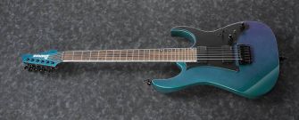 Ibanez RG631ALF-BCM kitara kuvattuna kulmasta.