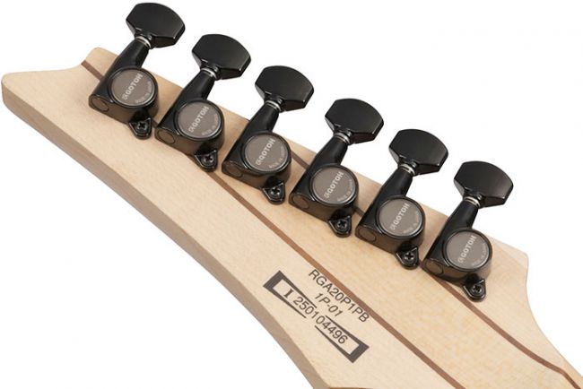 Ibanez RGA20P1PB-CUL Premium kitaran Gotoh-virittimet.
