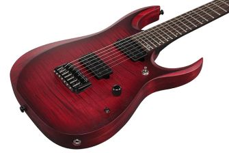Ibanez RGD721FA-WUF 7-kielisen kitaran kansi lähikuvassa.