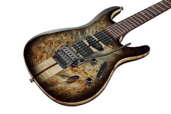 Ibanez S1070PBZ-CKB Premium kitaran kansi lähikuvassa.