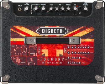 Laney Digbeth Foundry DBF100 bassovahvistin yläpuolelta.