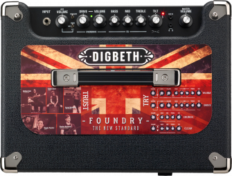 Laney Digbeth Foundry DBF50 bassovahvistin yläpuolelta.