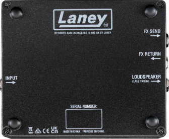 Laney Ironheart Loudpedal alapuolelta.