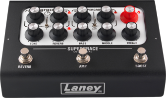 Laney Supergrace Loudpedal pedaalivahvistin etukulmasta.