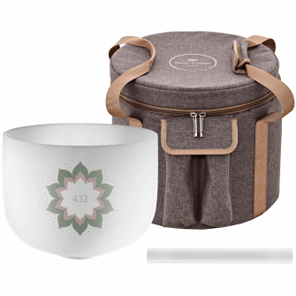 Meinl Sonic Energy Lotus Flower kristalliäänimalja pussin kanssa.