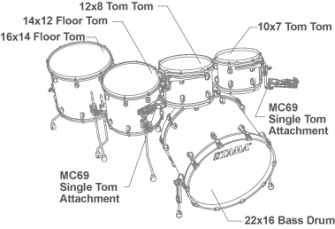 Tama Starclassic WBS52RZS-SPF rumpusetin kokoonpano.